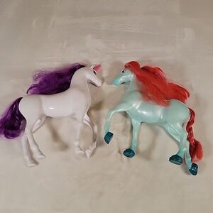 2 Disney Princess Ariel Barbie  Shimmer Royal Horse Little Mermaid Pink & Purple